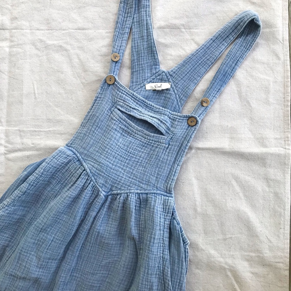 Crinkle Gauze Easel Overalls Wide Leg Boho Small - Picture 5 of 14